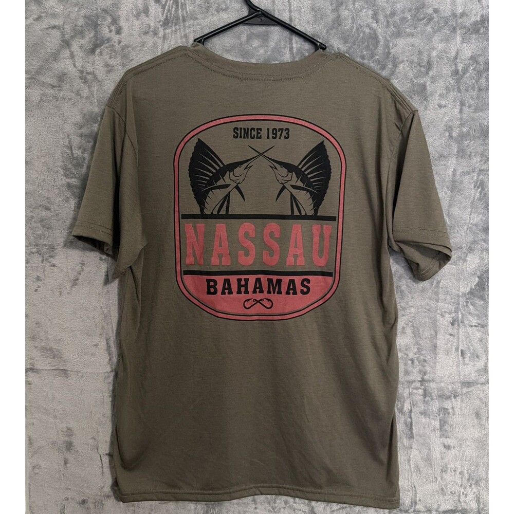 Legacy Vintage Nassau Bahamas T-Shirt Men's Large Olive Green Sailfish NWT